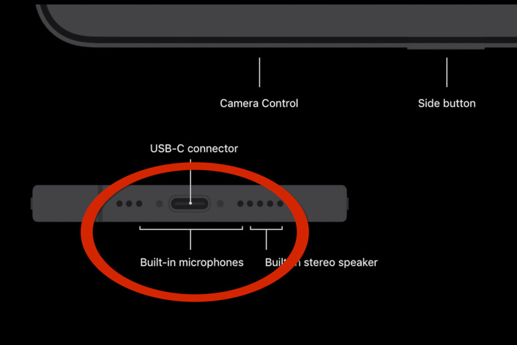 iPhone 16 Pro - poloha mikrofonů